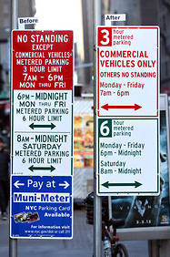 Breaking news from New York City — parking signs being revamped